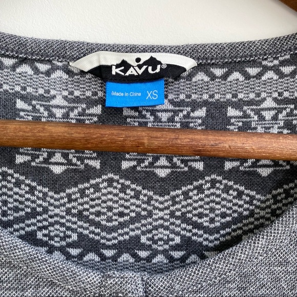 Kavu Blake gray long sleeve scoop neck dress Aztec southwestern print size XS - Picture 7 of 9